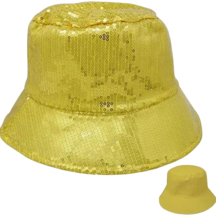 Gold Reversible Sequin Bucket Hat
