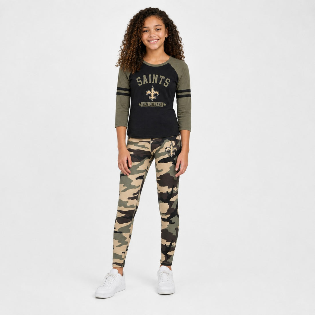 New Orleans Saints Girls Camo Left Right Left Leggings