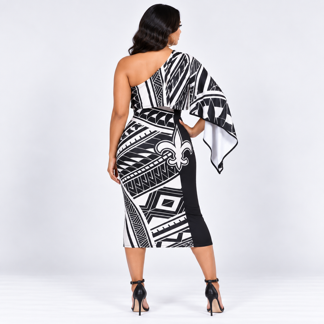 New Orleans Saints Polynesian Cardigan "Open Shoulders" Bodycon Dress