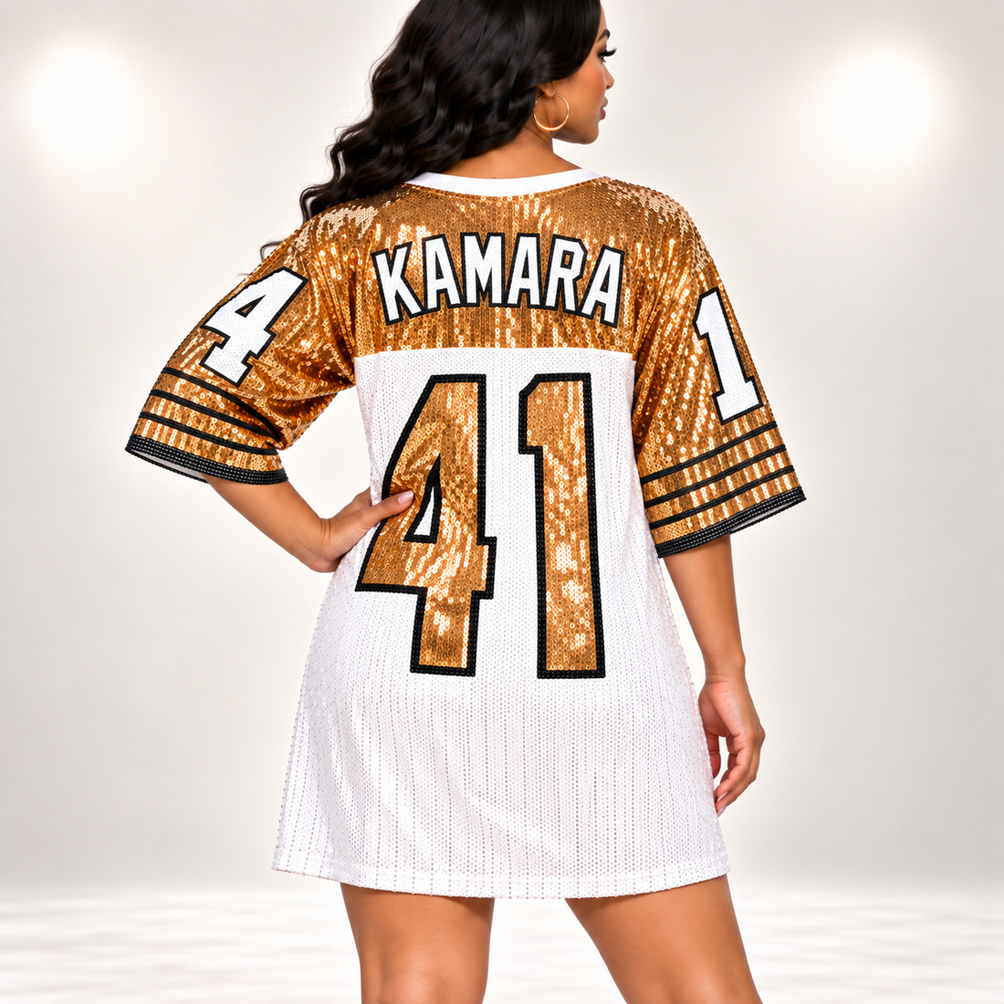 saints football jersey dress Sequin Dresses – The Who Dat Store collection-Leisurewear