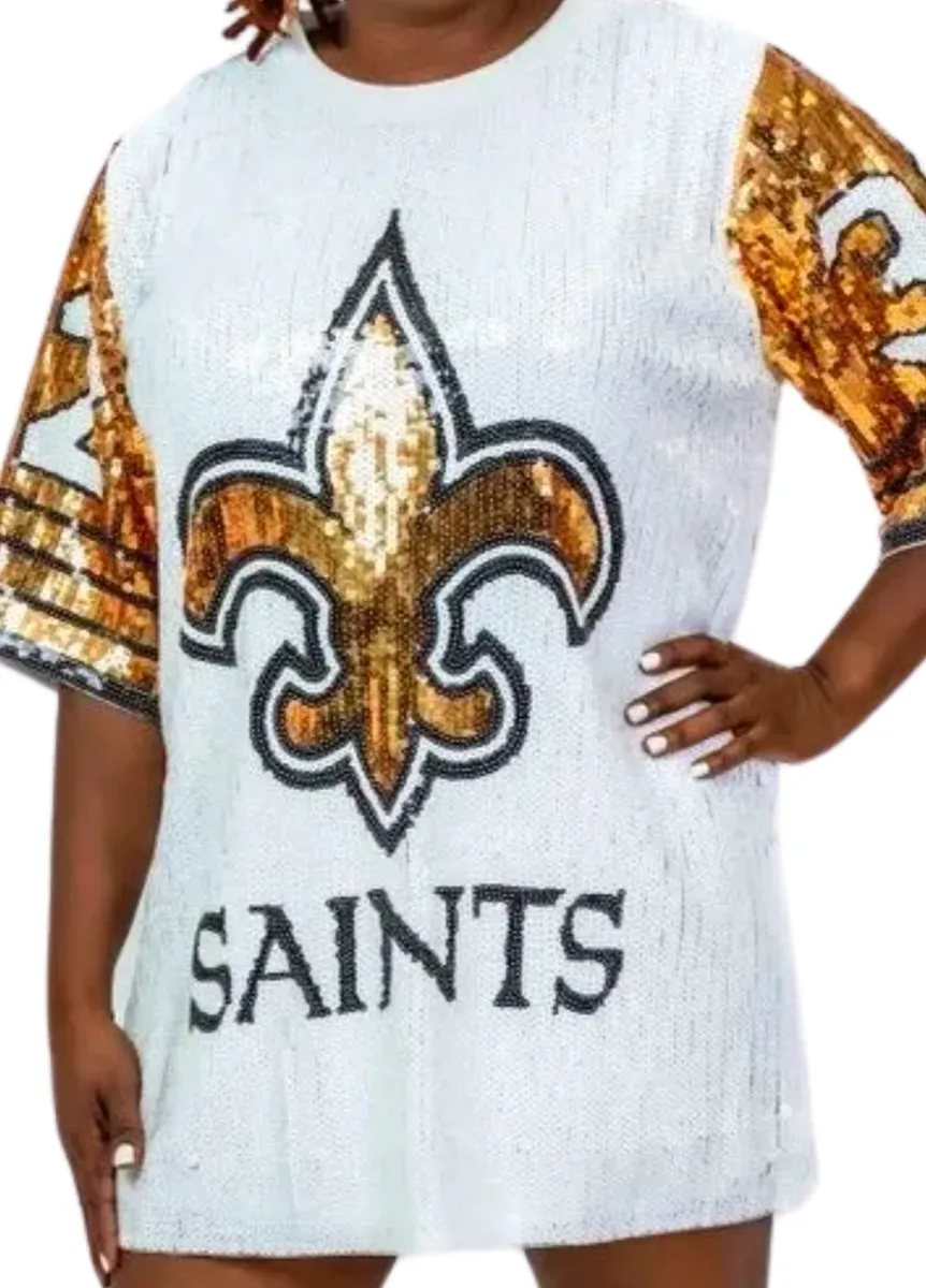 Tyrann Mathieu White & Gold #32 Sequin Jersey Dress