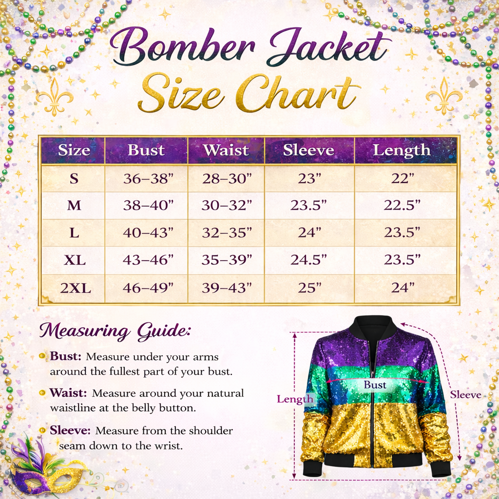 Mardi Gras Color Block Sequin Bomber Jacket