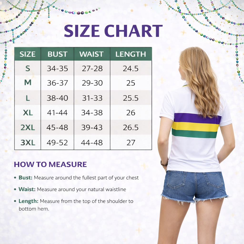 Women's Mardi Gras White Short Sleeve Color Block Polo Shirt