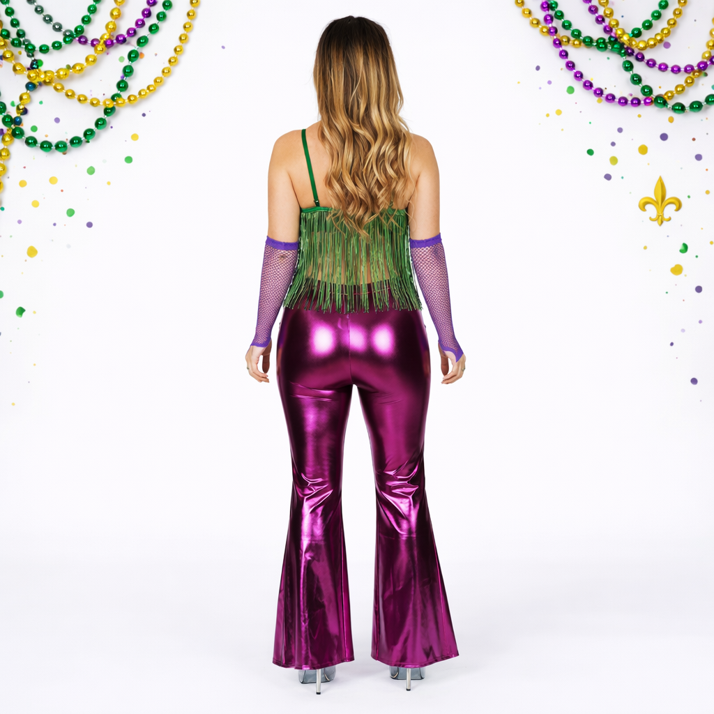 Women's Mardi Gras Purple Metallic Flair Pants