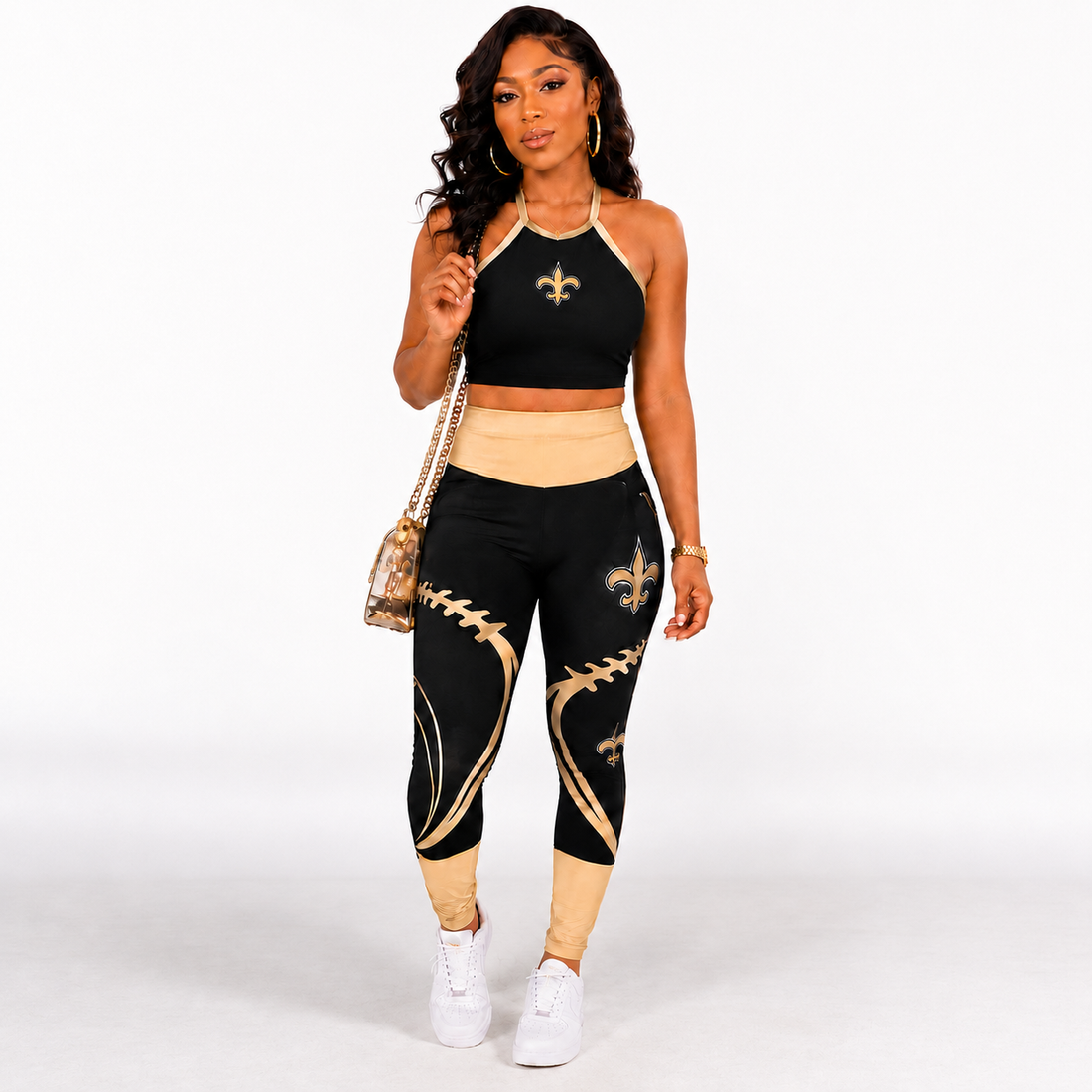 New Orleans Saints Women's Black & Gold Static Leggings