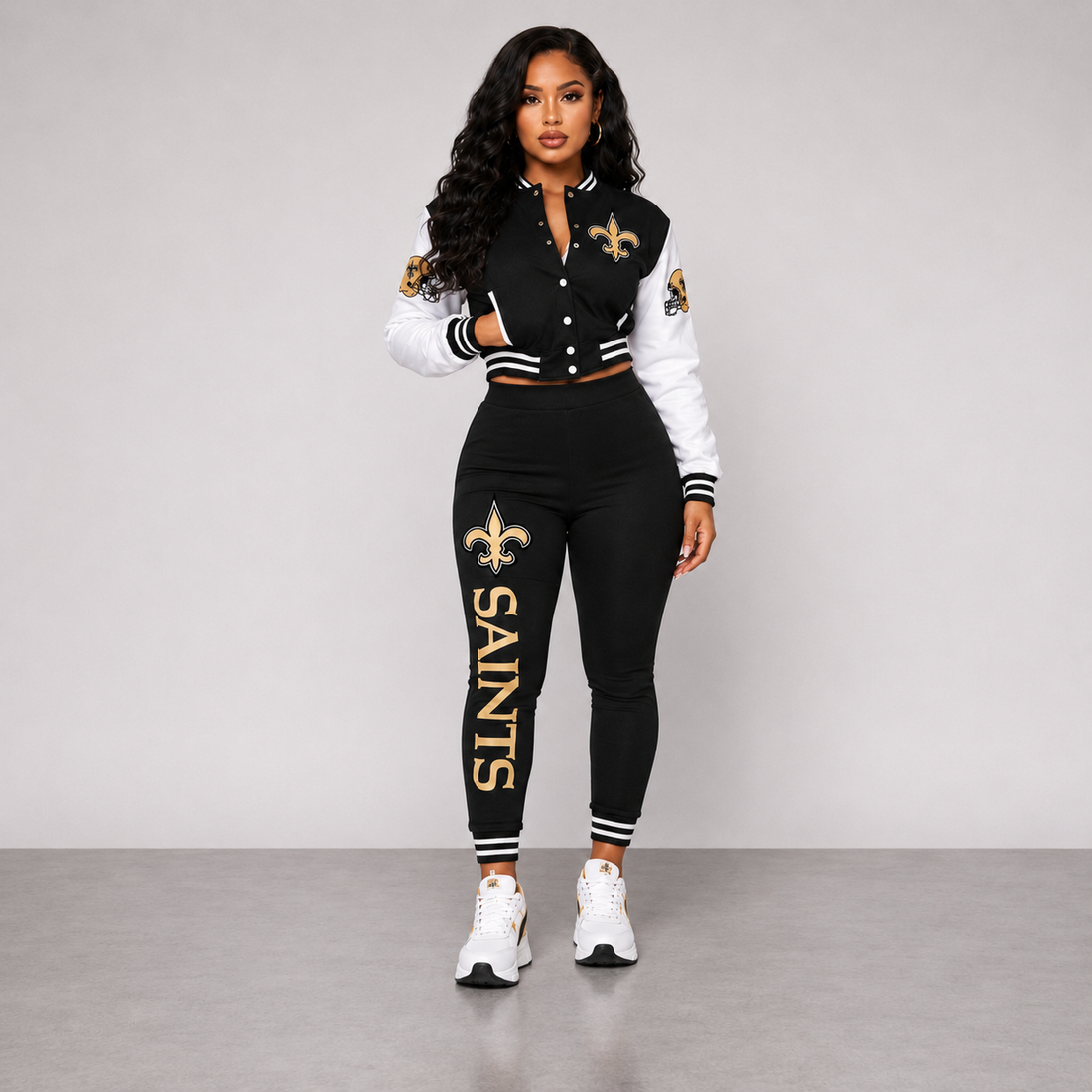 New Orleans Saints Women's Black Blitz 2Pc Tracksuit