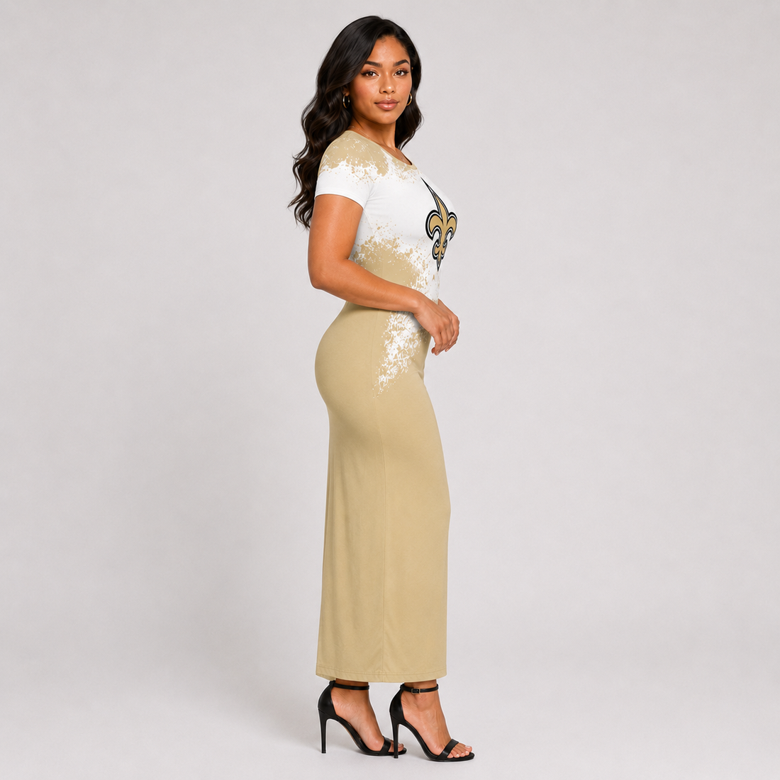 New Orleans Saints Women's "Golden Logo" Bodycon Lace Up Dress