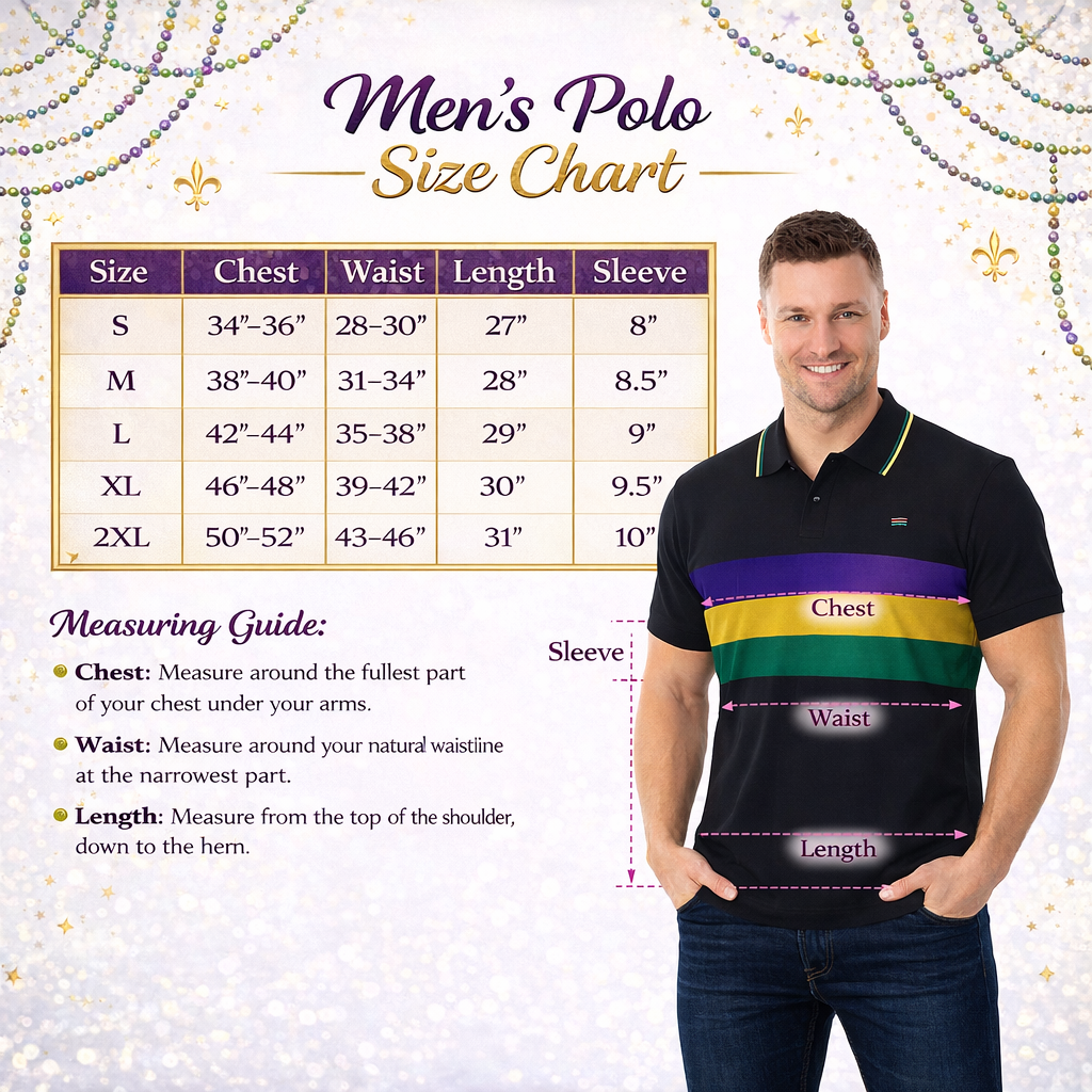 Men's Mardi Gras Black Short Sleeve Color Block Polo Shirt