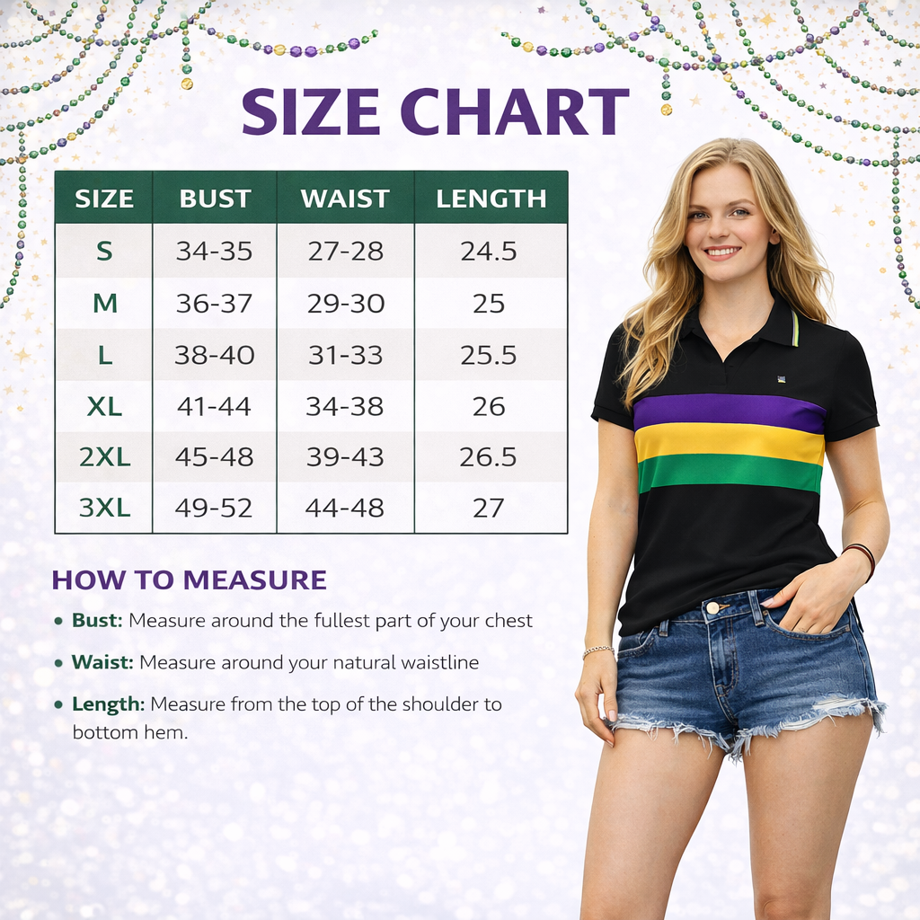 Women's Black Mardi Gras Short Sleeve Color Block Polo