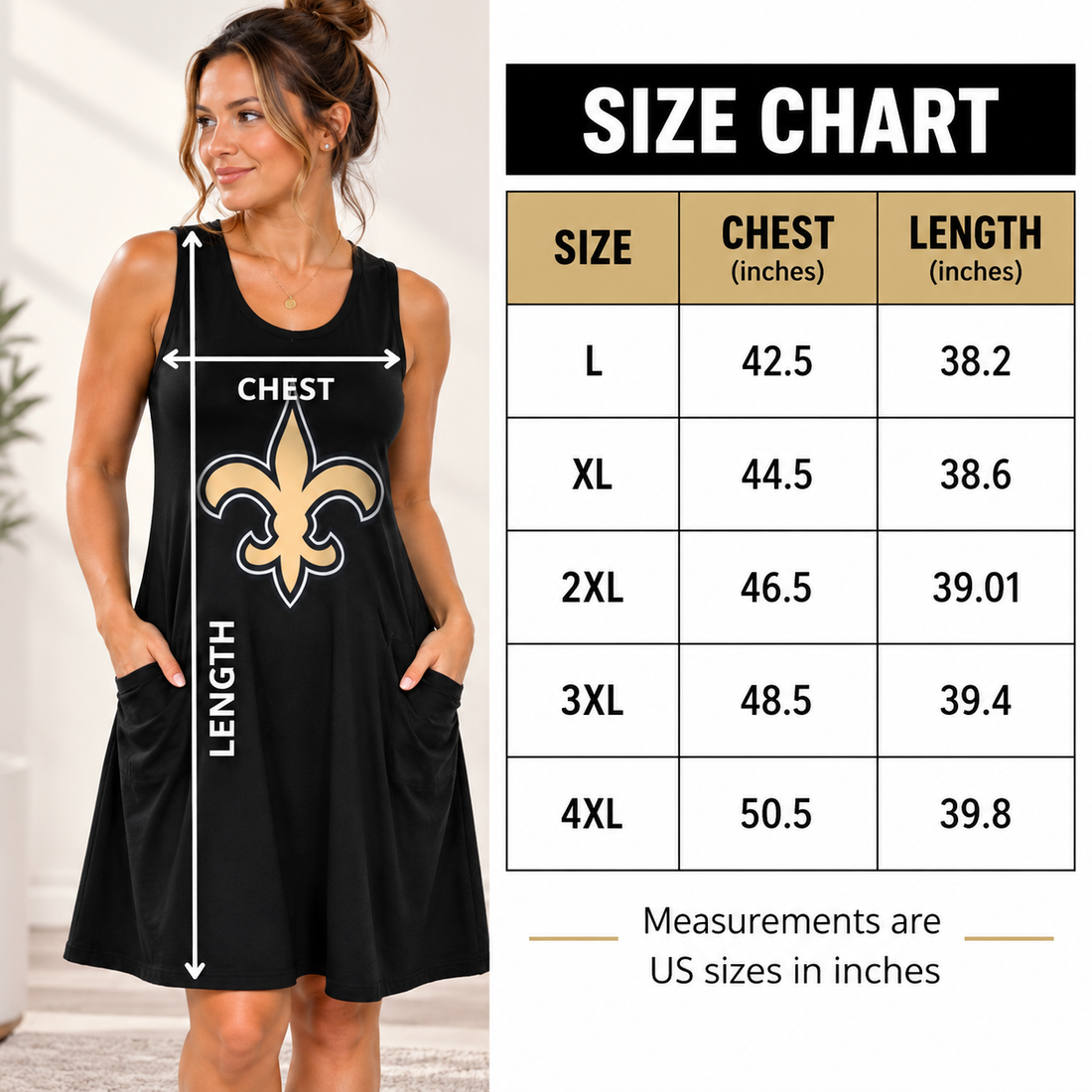 New Orleans Saints Women's Black Tribute Sleeveless Pocket Dress