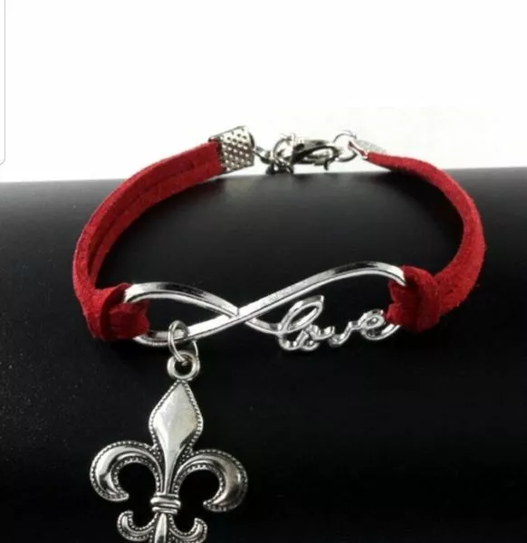 Women's Fleur De Lis Infinity Charm Bangle Bracelets