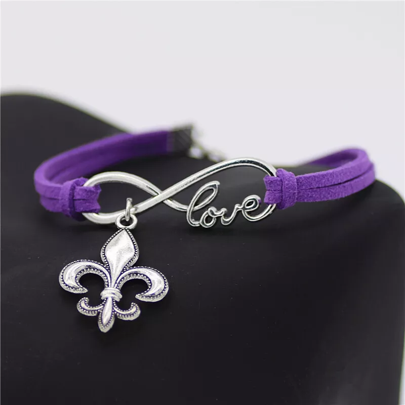 Women's Fleur De Lis Infinity Charm Bangle Bracelets