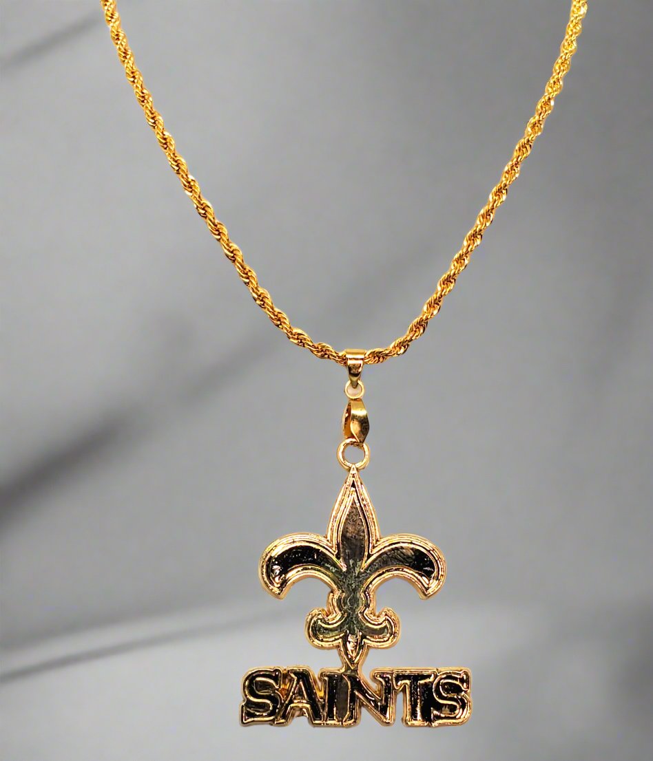 New Orleans Saints Gold-Plated Extra Large Logo Pendant Necklace