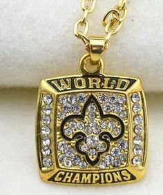 New Orleans Saints World Championship Rhinestone Pendant Necklace