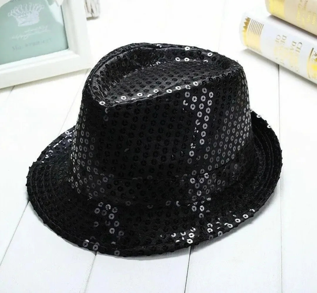 Black Sequin Fedora Hat