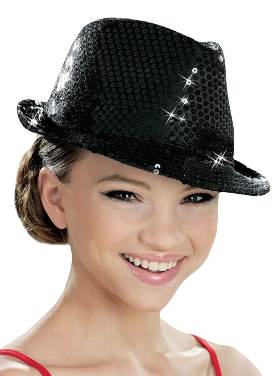 Black Sequin Fedora Hat