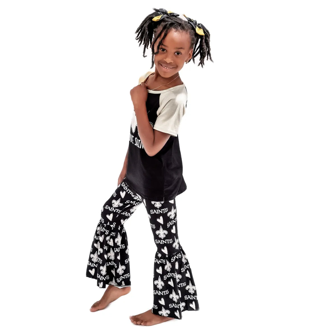 New Orleans Saints Lil Divas "Peace & Love" Bell Bottom 2pc Set