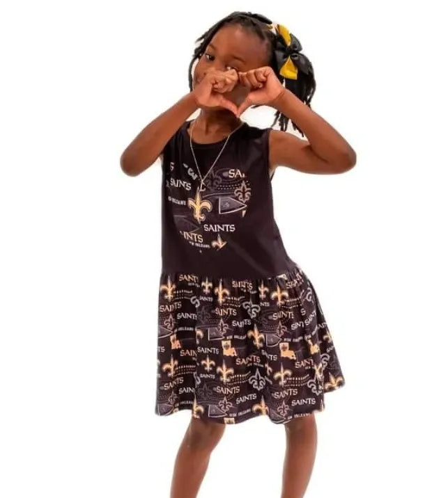 New Orleans Saints Lil Divas Black "Loving Heart" Tank Dress