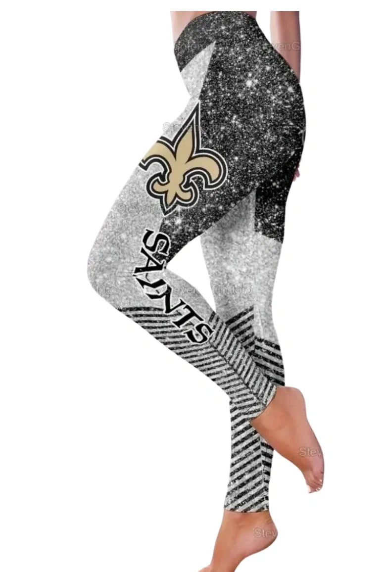 New Orleans Saints Women's Gray "Silver Star" Sport Leggings