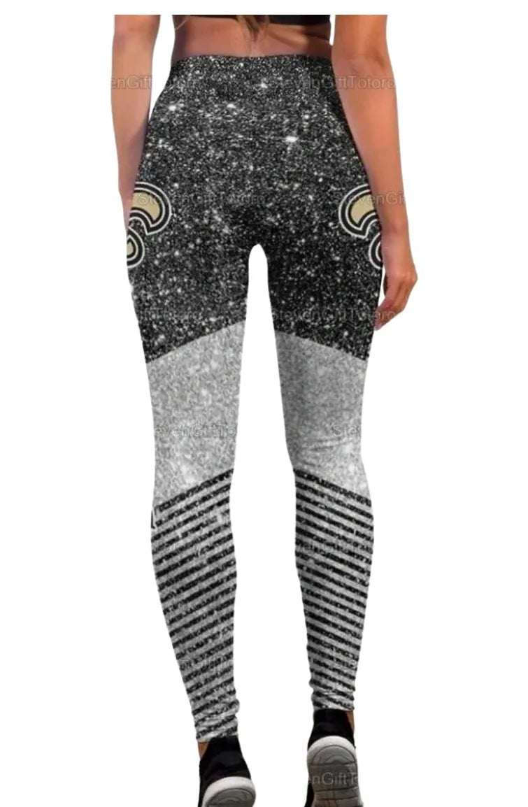 New Orleans Saints Women's Gray "Silver Star" Sport Leggings