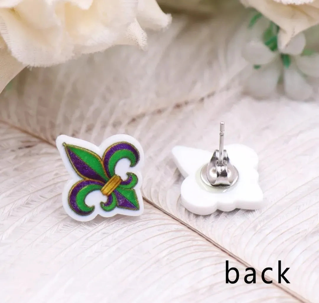 Mardi Gras Multi-Colored Stud Earrings