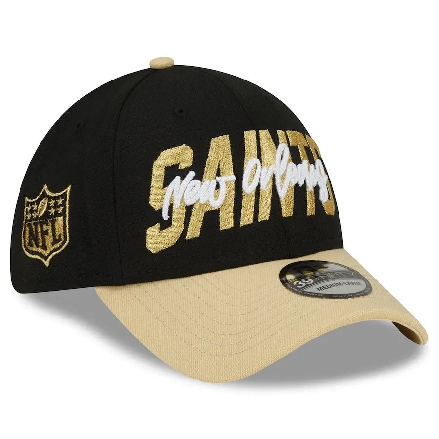 New Orleans Saints New Era 39THIRTY Black & Gold Flex Hat