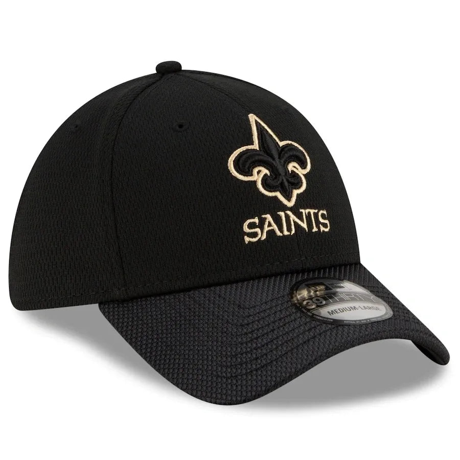 New Orleans Saints New Era Sideline Road Black 39THIRTY Flex Hat