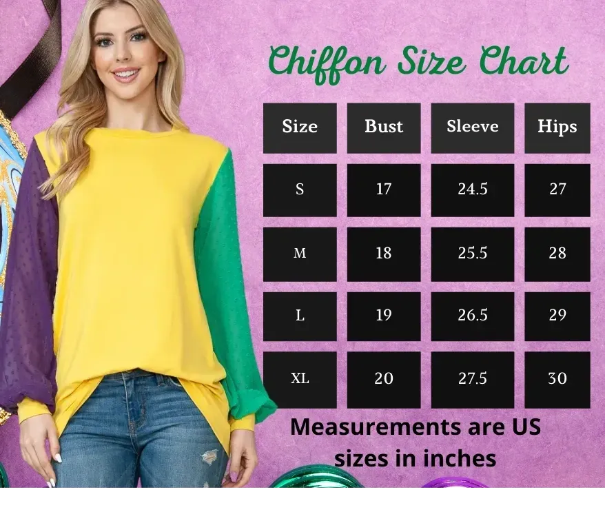 Mardi Gras Tunic Chiffon Swiss Top