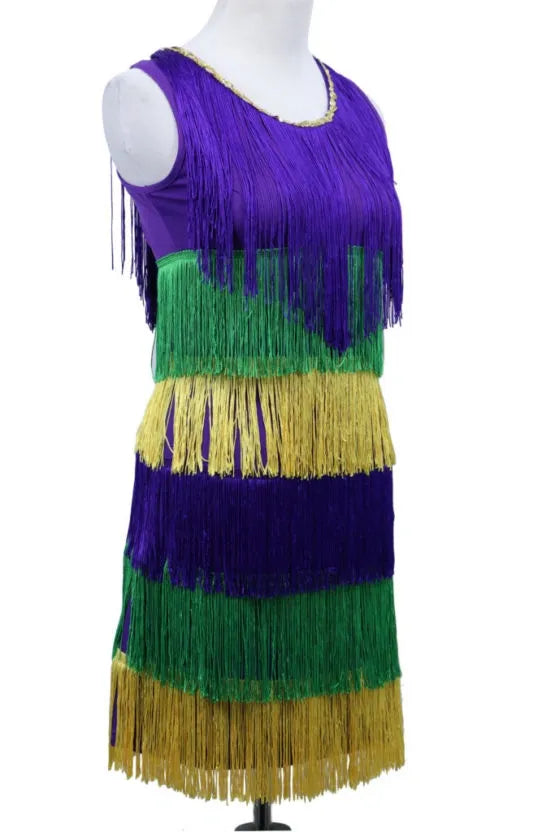 Women's Mardi Gras Fringe Flapper Party Dress