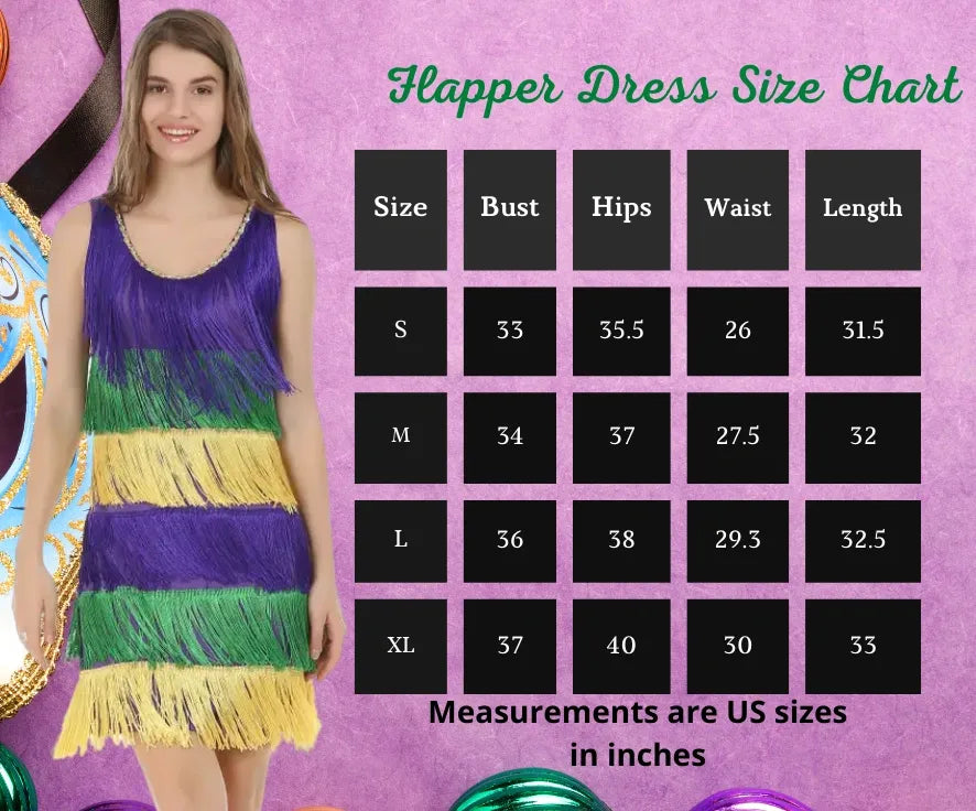 Women's Mardi Gras Fringe Flapper Party Dress