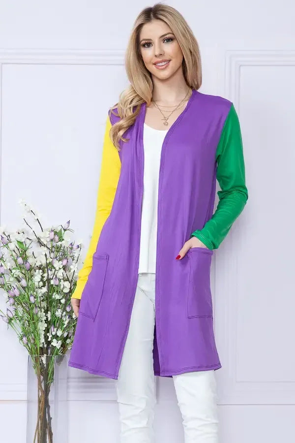 Mardi Gras Purple Passion Midi Cardigan