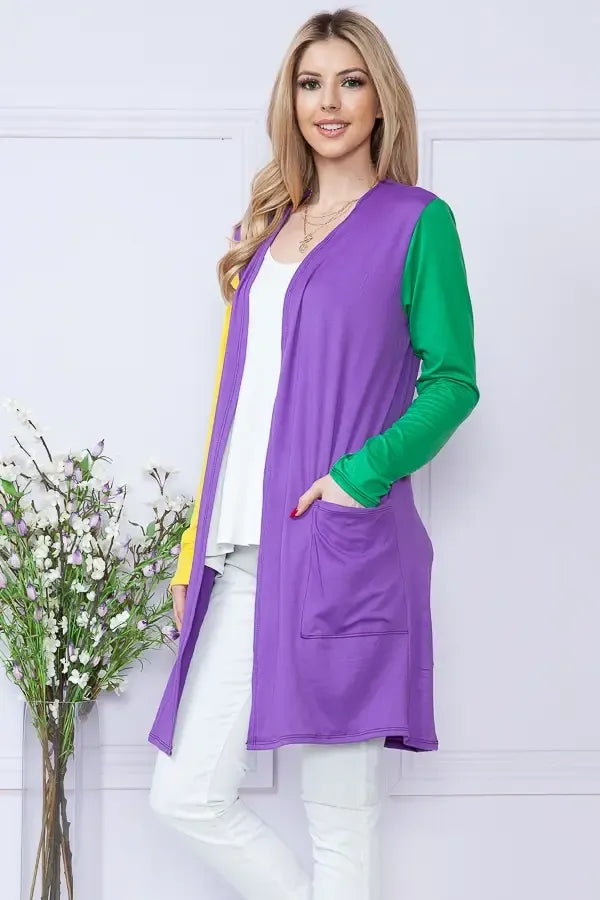 Mardi Gras Purple Passion Midi Cardigan