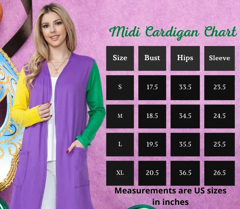 Mardi Gras Purple Passion Midi Cardigan