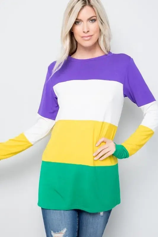 Mardi Gras Multi-Color Tunic Top