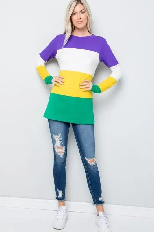 Mardi Gras Multi-Color Tunic Top