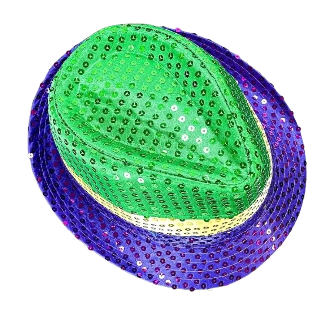 Mardi Gras Carnival Mutli-Colored Sequin Fedora Hat