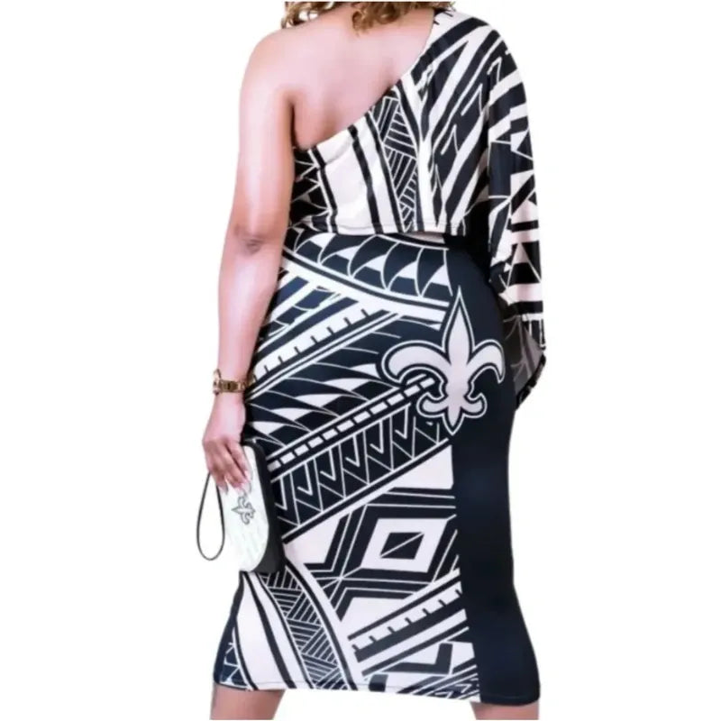 New Orleans Saints Polynesian Cardigan "Open Shoulders" Bodycon Dress