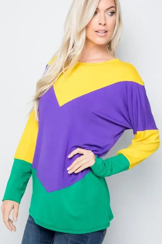 Mardi Gras Multi-Color Long Tunic Top