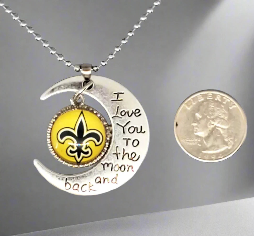 New Orleans Saints Half Moon Charm Pendant Necklace