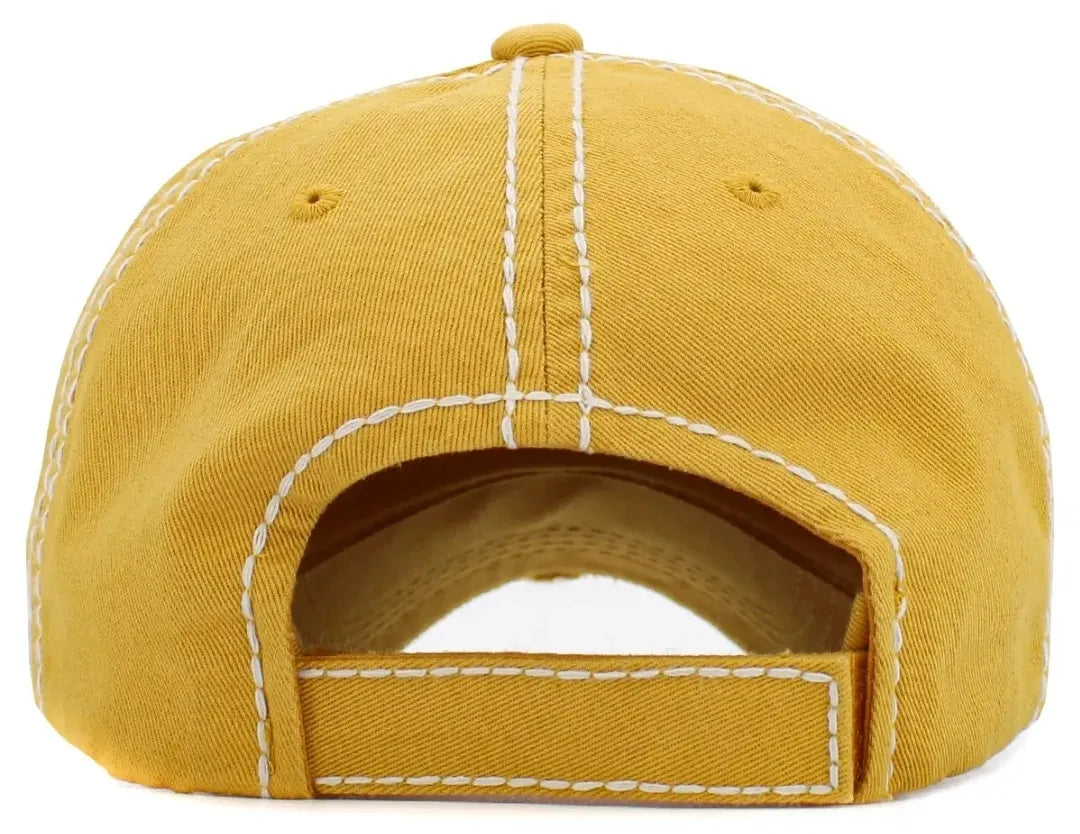 Yellow Mardi Gras Pre-Washed Baseball Cap