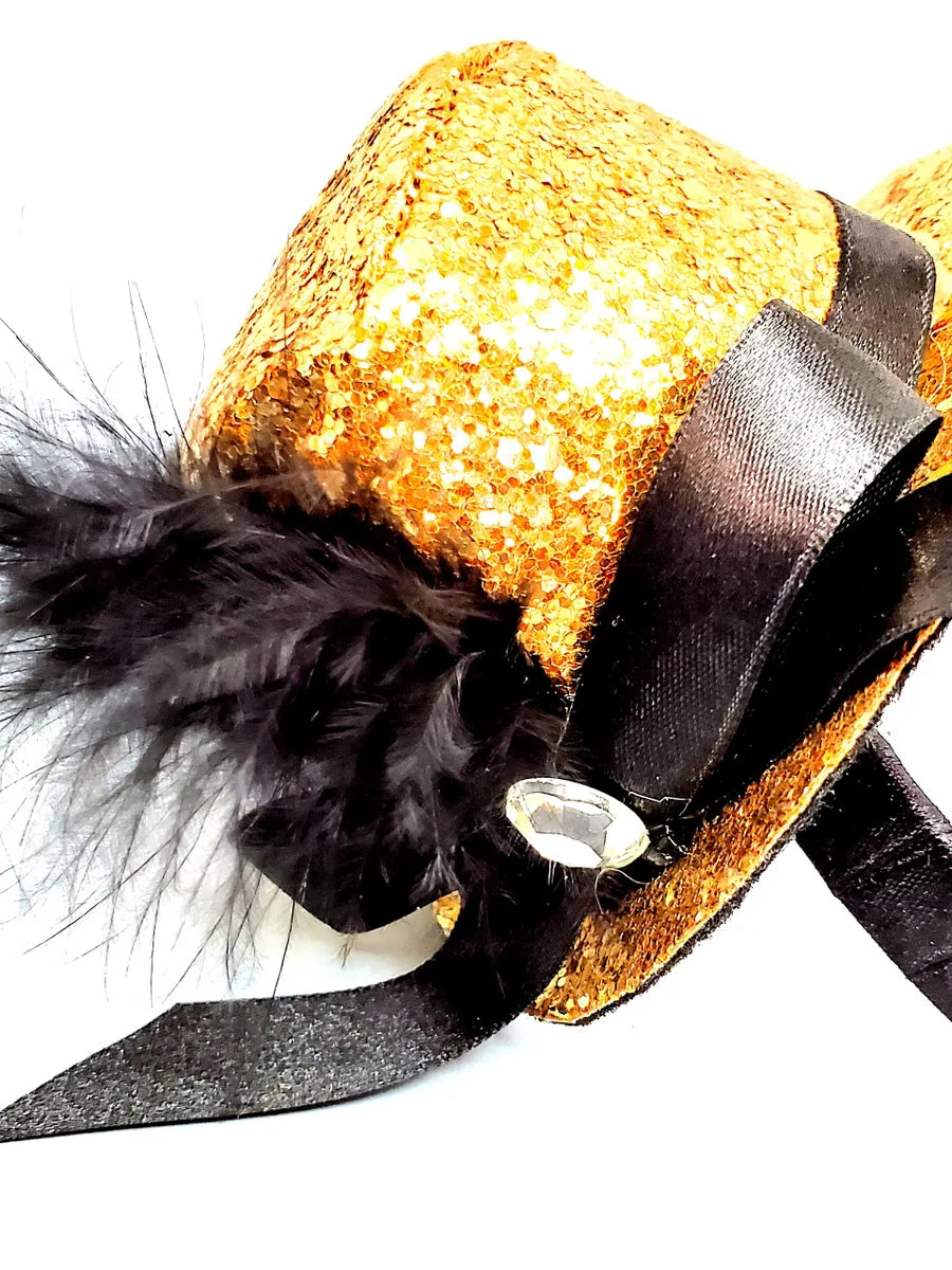 Black & Gold Glitter Party Hat Headband