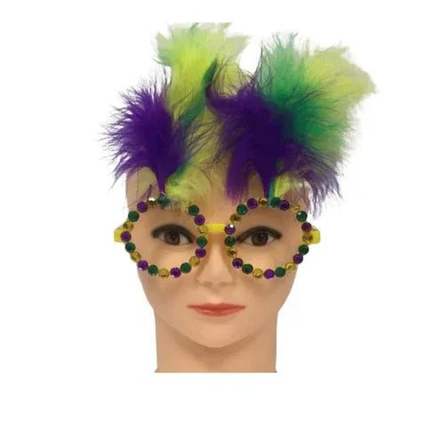 Mardi Gras Feather Eye Glasses