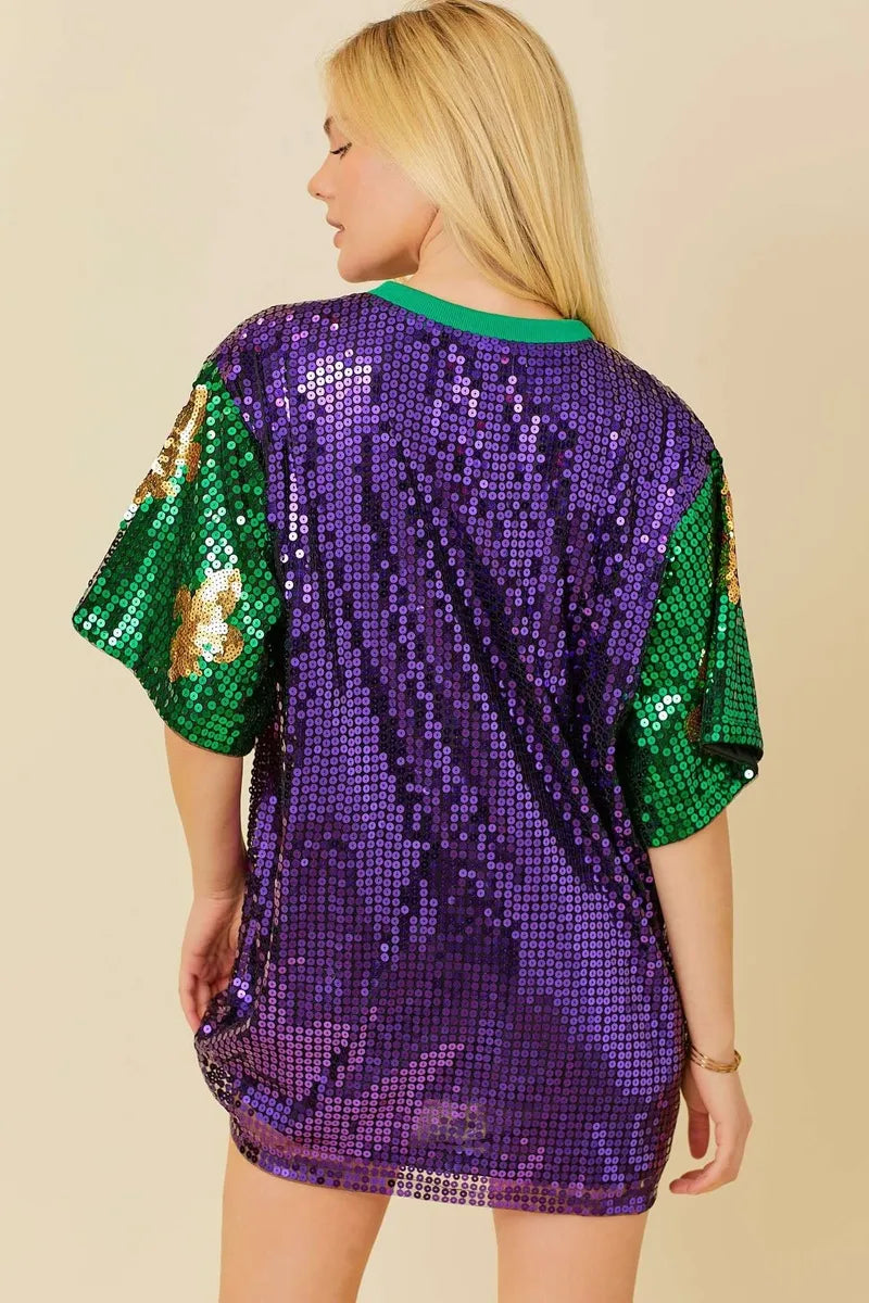 Mardi Gras Fleur De Lis Sequin Top