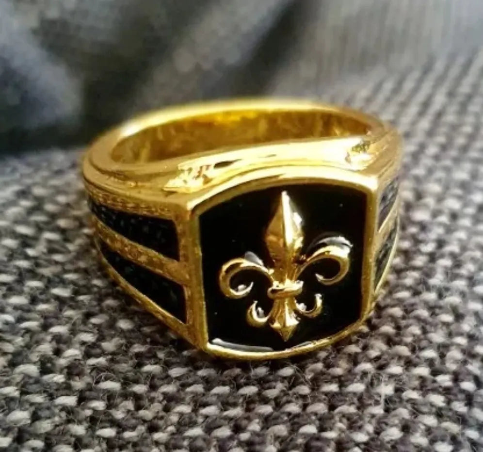 Men's Gold Plated Fleur De Lis Signet Ring