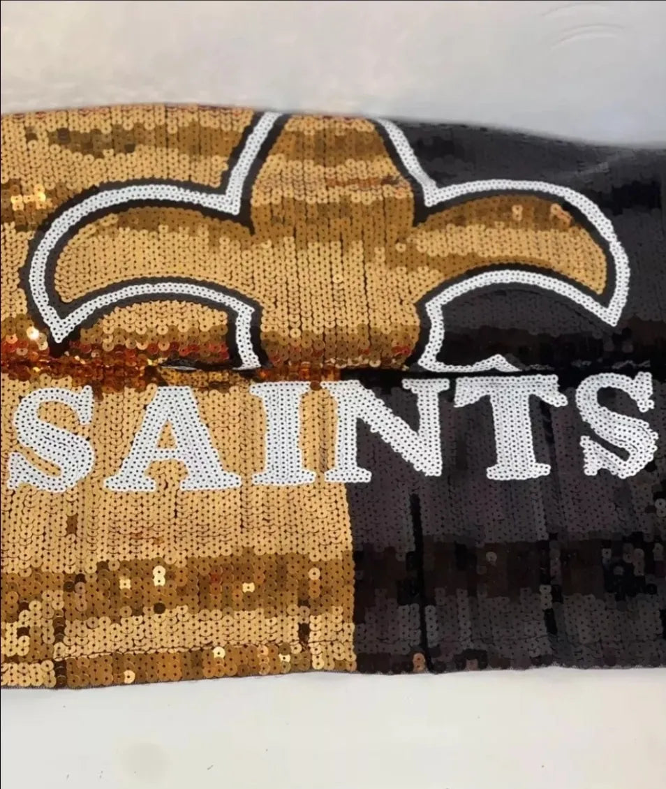 Women's Saints Black & Gold "Game Day" Sequin Jersey Party Dress