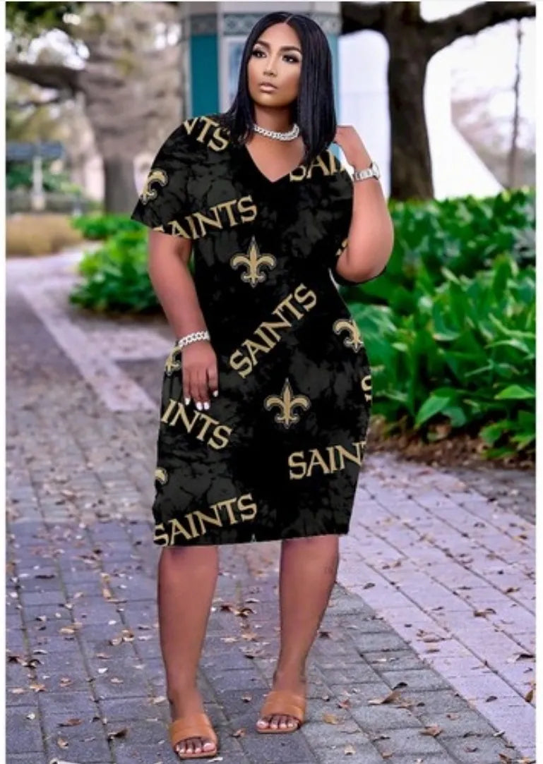 New Orleans Saints "True Love" Black Causal Pocket Dress