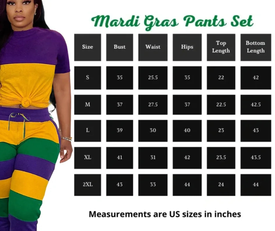 Women's Mardi Gras "Striped Patchwork" Two Piece Pants Suit