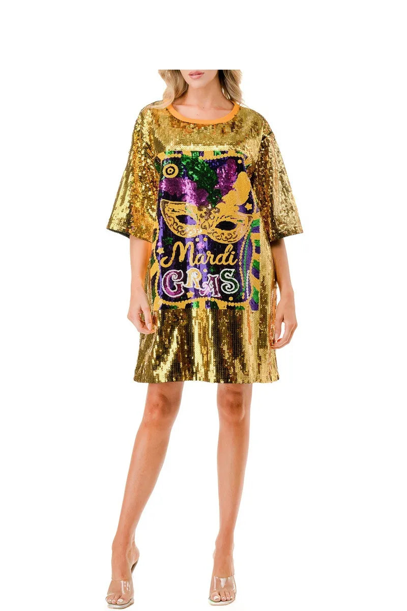 Mardi Gras "Golden Festival" Sequin Dress