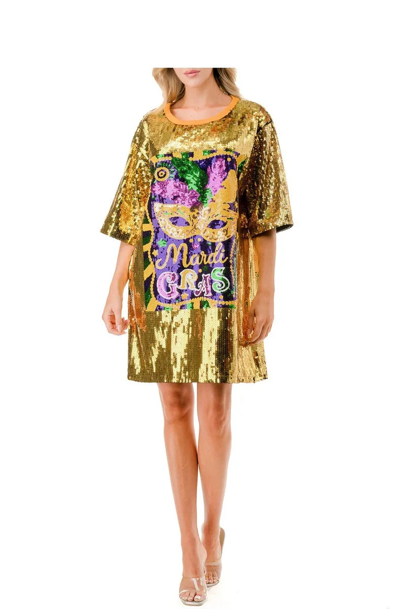 Mardi Gras "Golden Festival" Sequin Dress