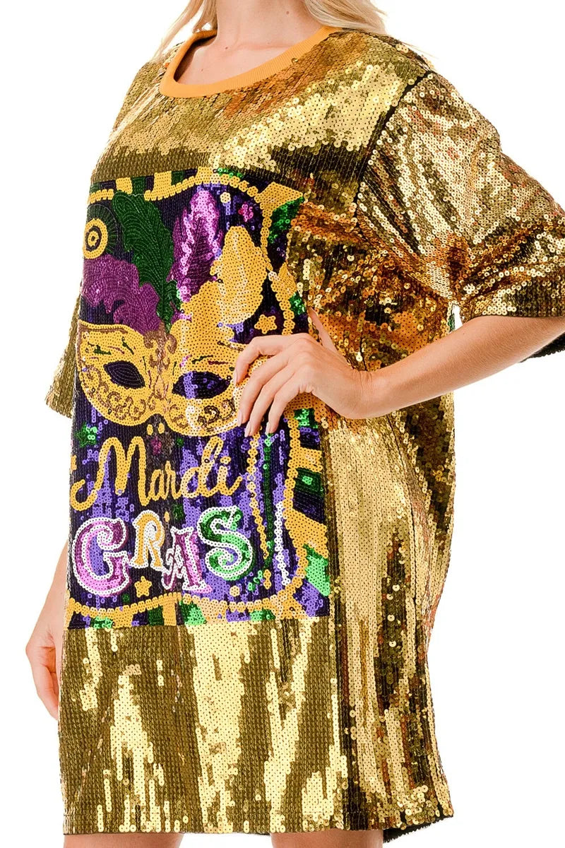 Mardi Gras "Golden Festival" Sequin Dress